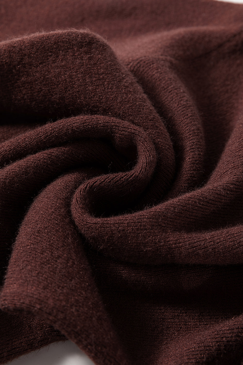 Coffee Mock Neck Side Slit Sweater Dress