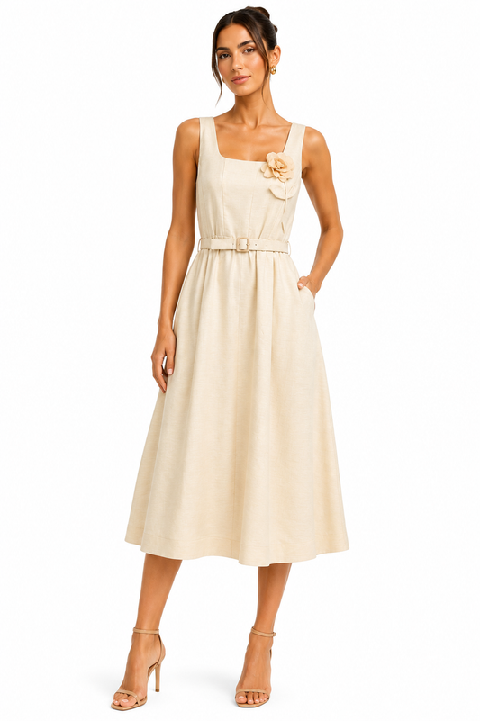 Rosalie Belted Midi Dress