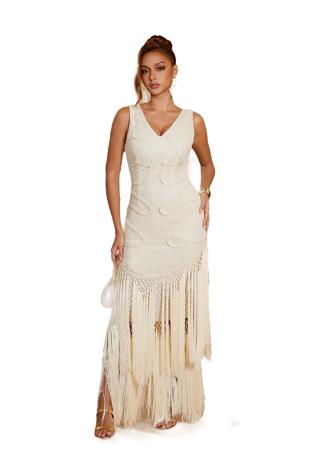 Santorini Fringe Maxi Dress