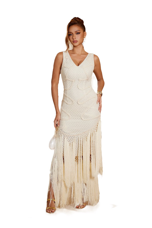 Santorini Fringe Maxi Dress