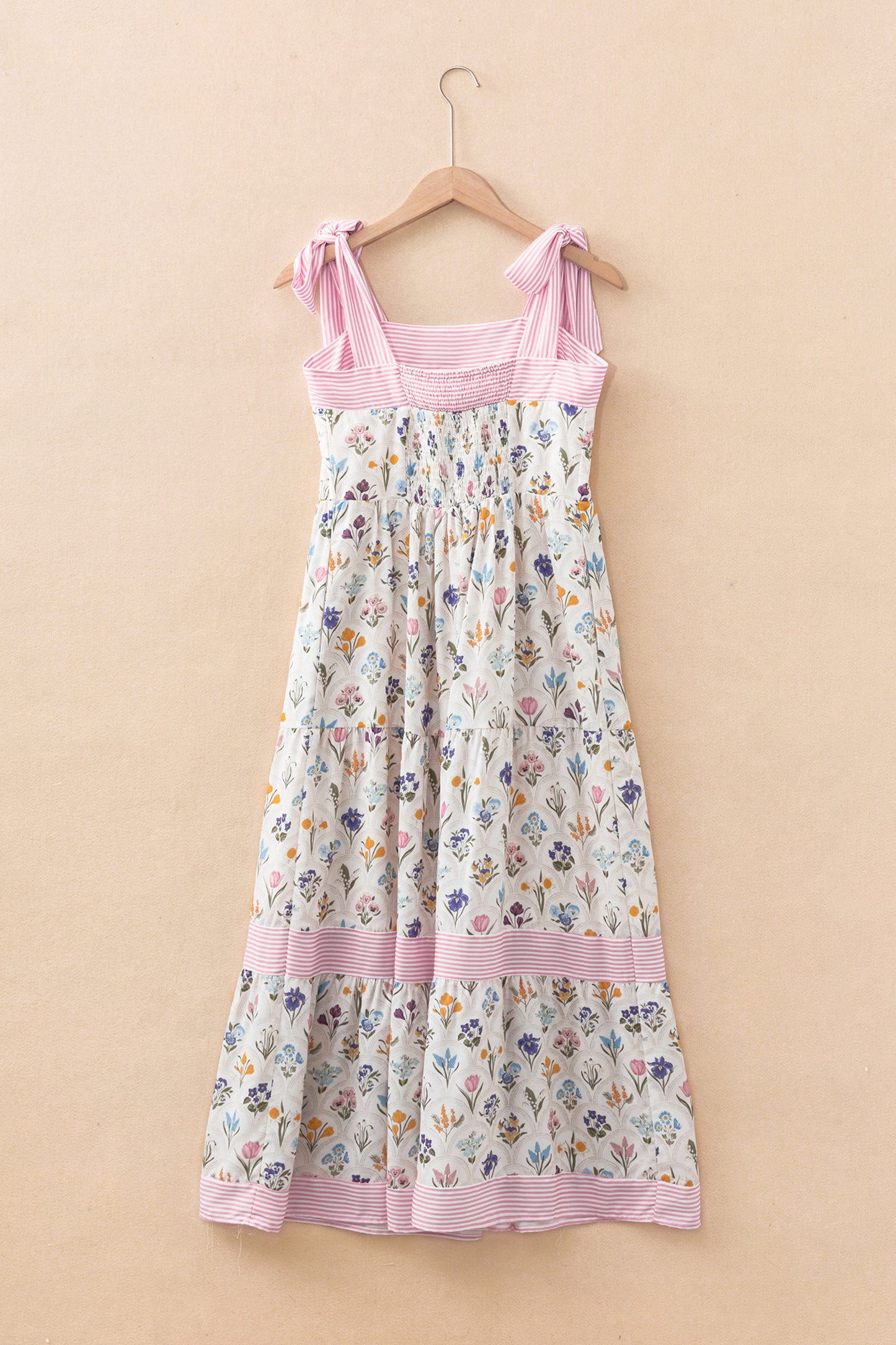 Multicolor Floral Knot Strap Maxi Dress