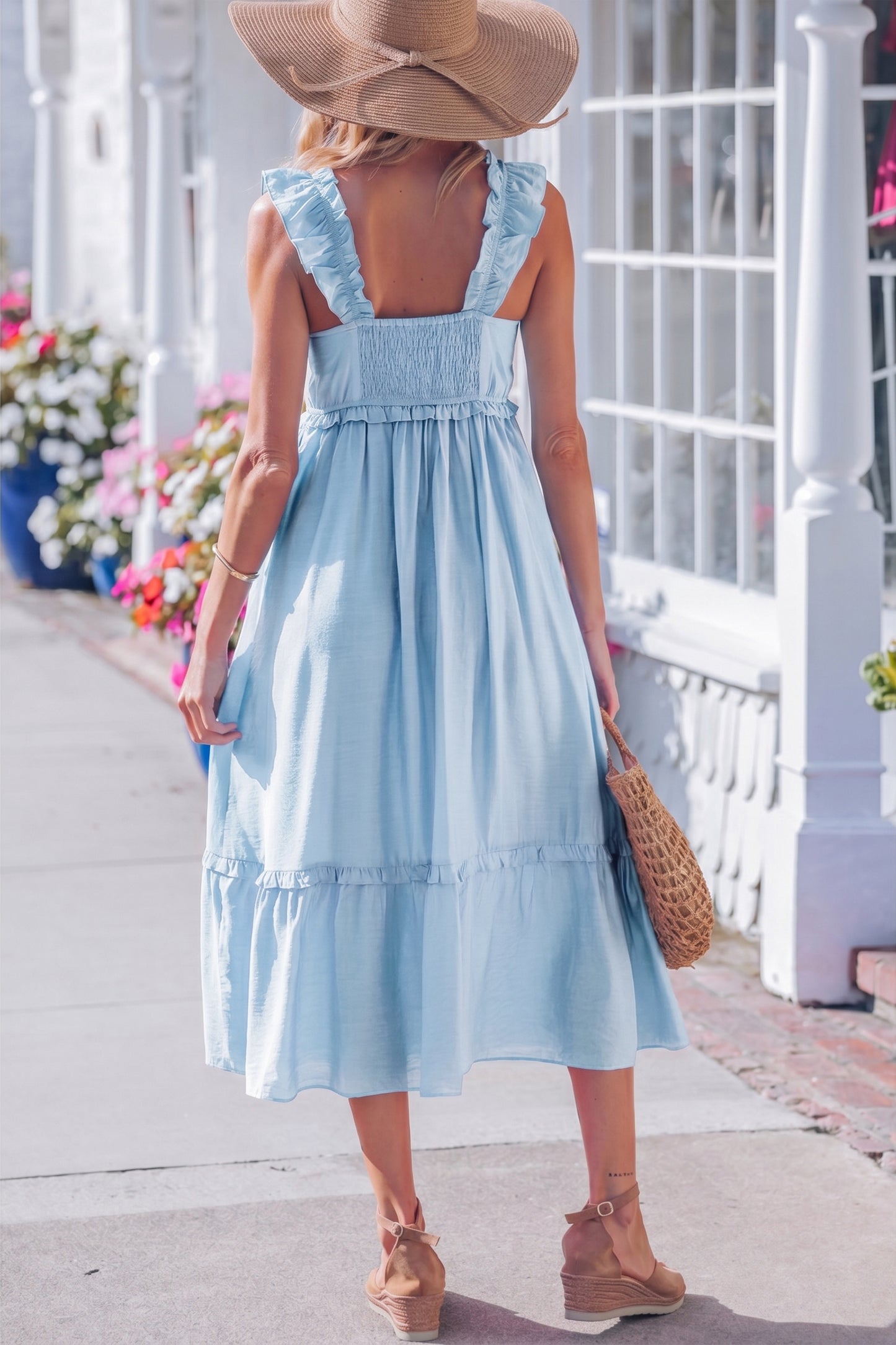Bonbon Ruffle Trim Maxi Dress